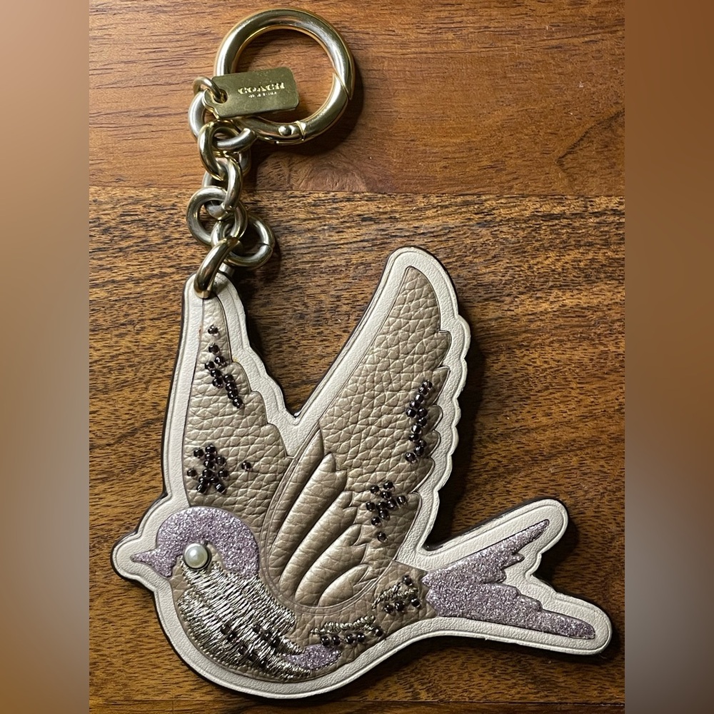 COACH Pearl Eye Dove Chalk and Gold Leather